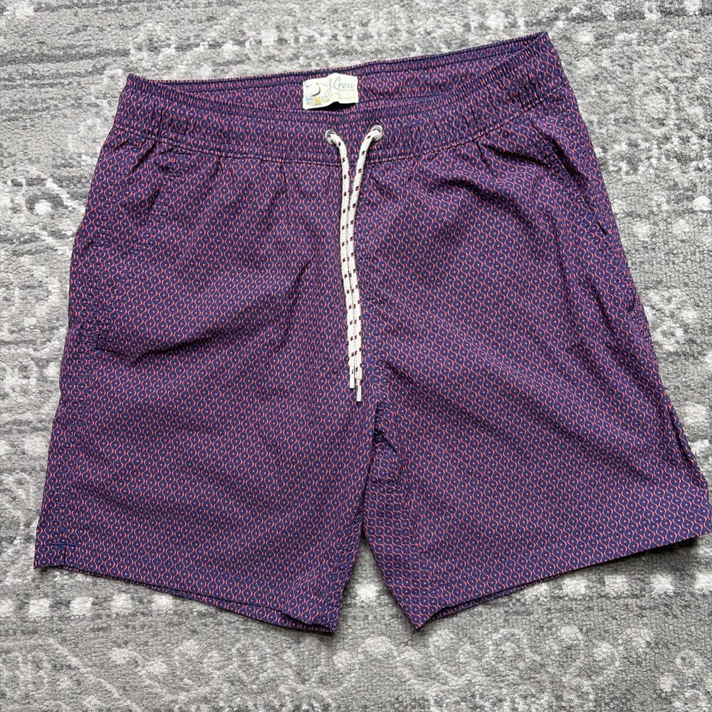 J Crew Mens Swim Trunks Shorts XS Blue Red Diamond Resort Beach Summer Preppy